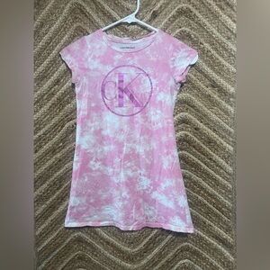 Calvin Klein Children's Pink Tie Dye Logo Short Sleeve Dress,Girl's Size 7